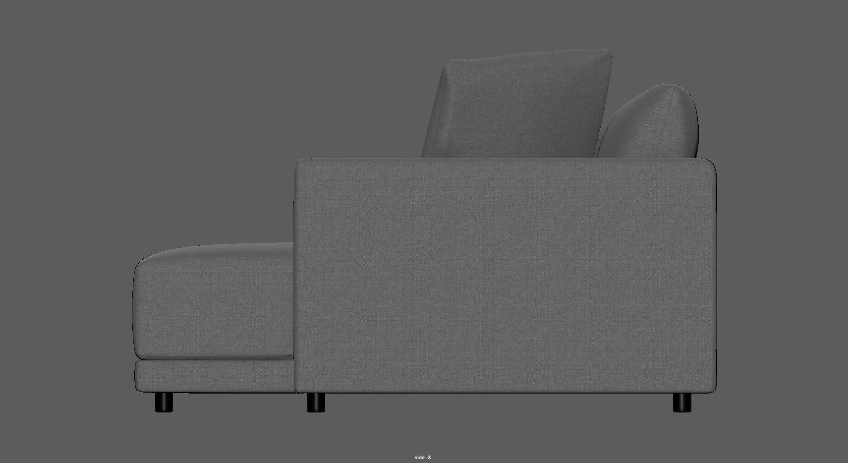 Gather arm wide chaise sectional sofa 3D model_15