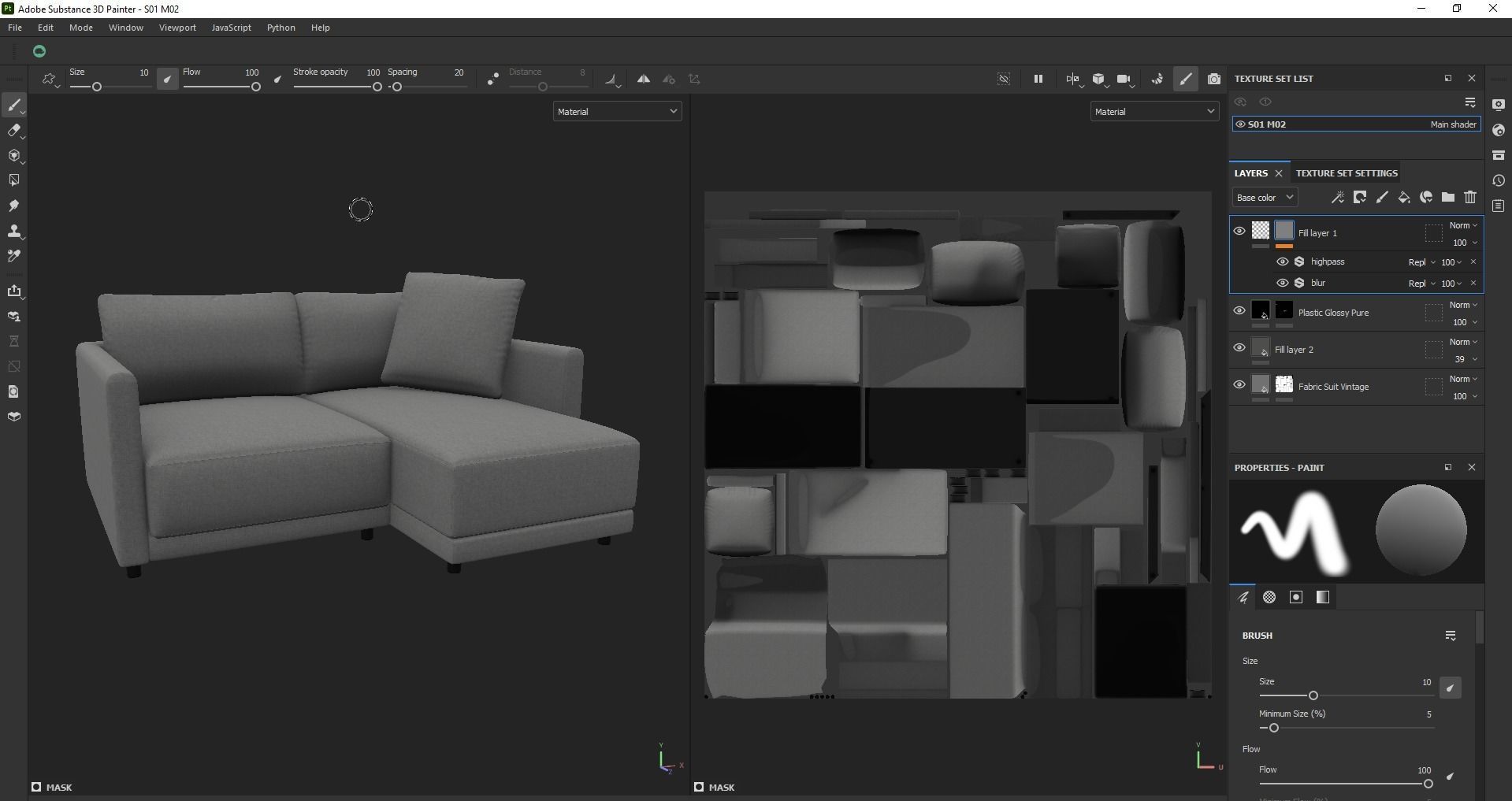 Gather arm wide chaise sectional sofa 3D model_25