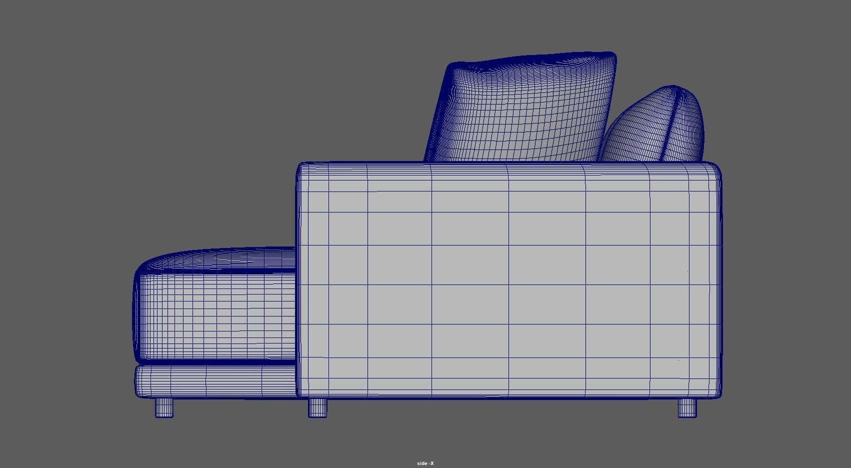 Gather arm wide chaise sectional sofa 3D model_14