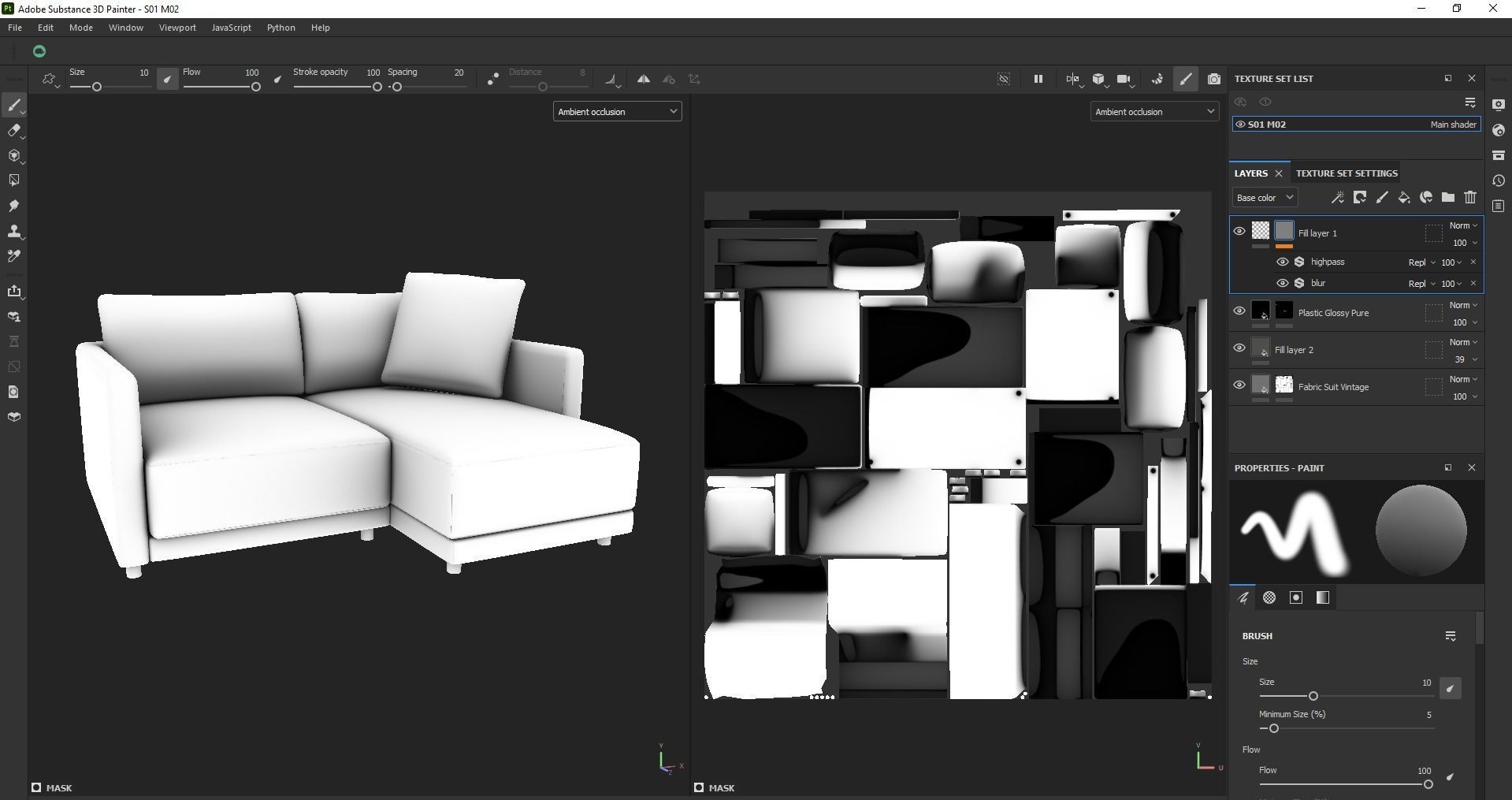 Gather arm wide chaise sectional sofa 3D model_29