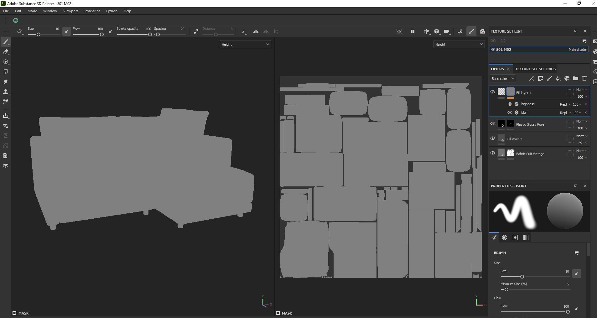 Gather arm wide chaise sectional sofa 3D model_22