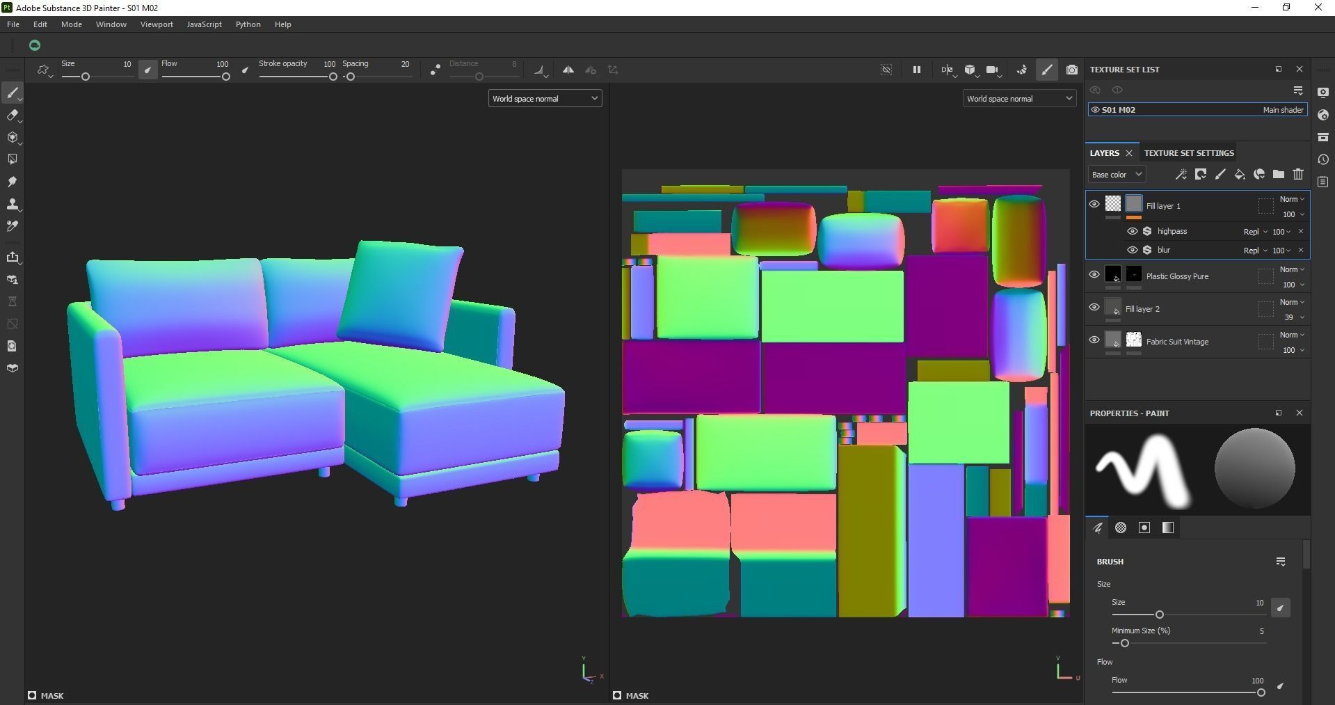 Gather arm wide chaise sectional sofa 3D model_28