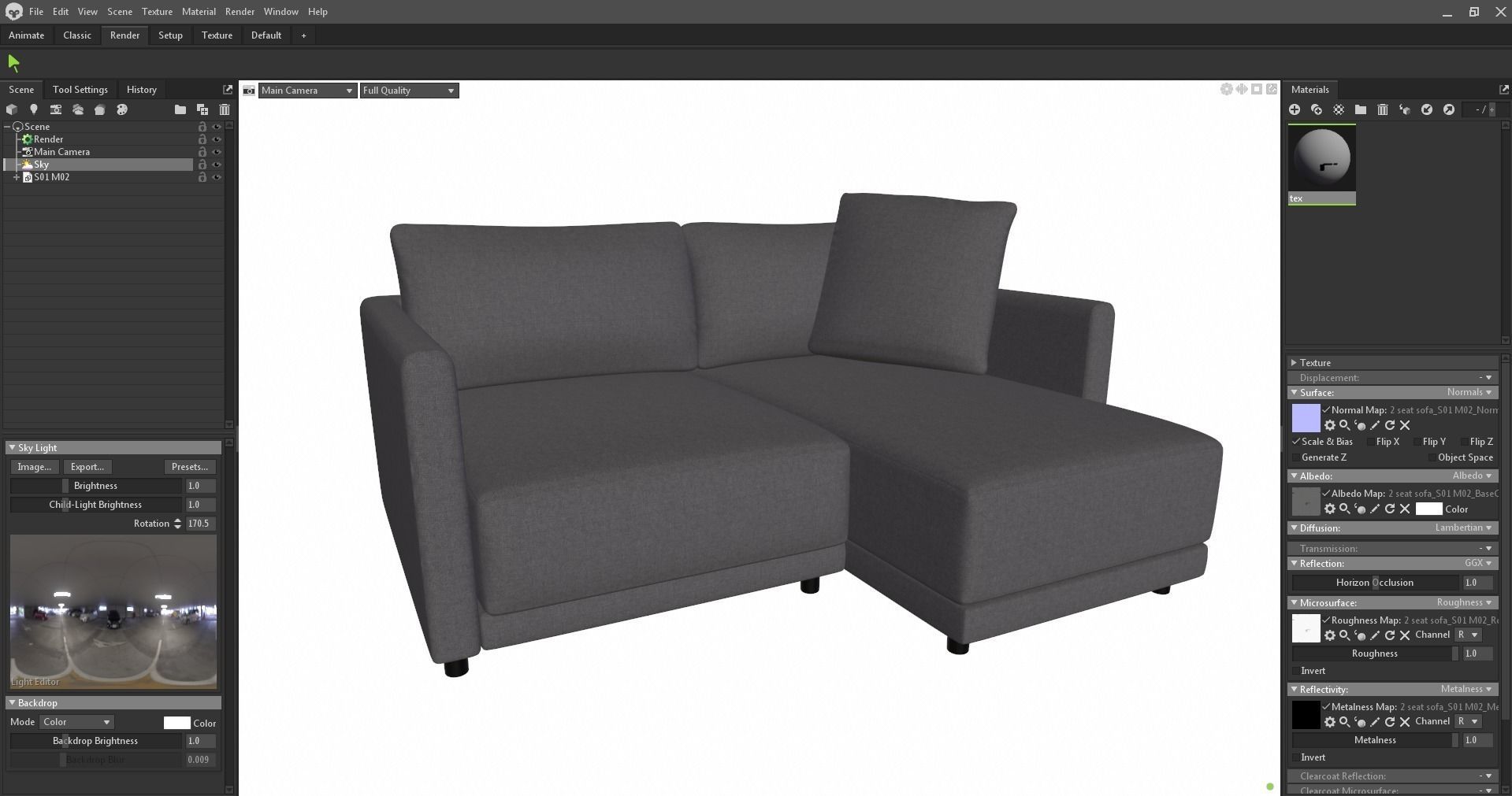 Gather arm wide chaise sectional sofa 3D model_26
