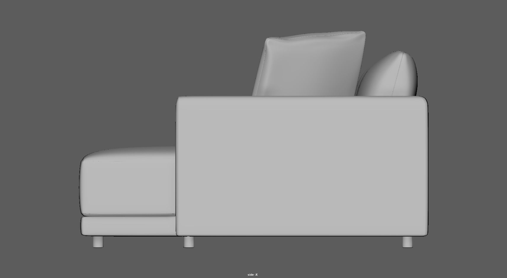 Gather arm wide chaise sectional sofa 3D model_13