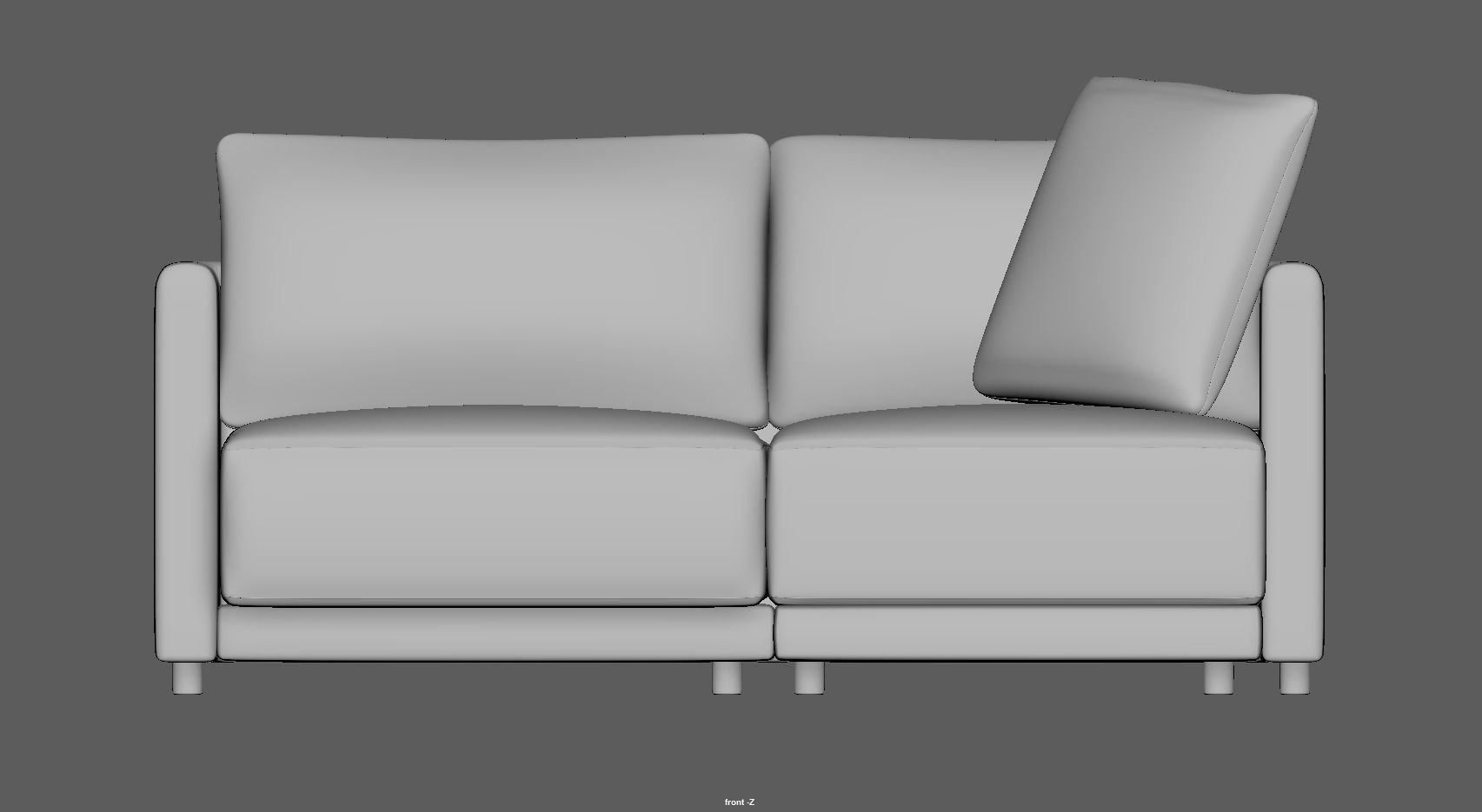 Gather arm wide chaise sectional sofa 3D model_7