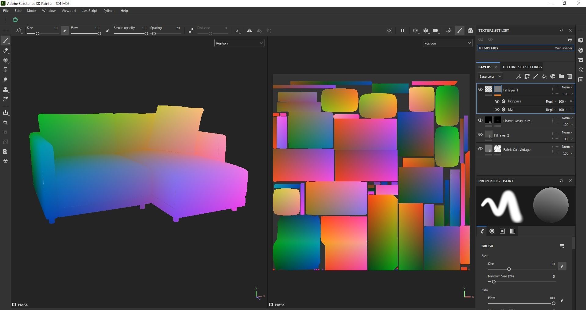 Gather arm wide chaise sectional sofa 3D model_27