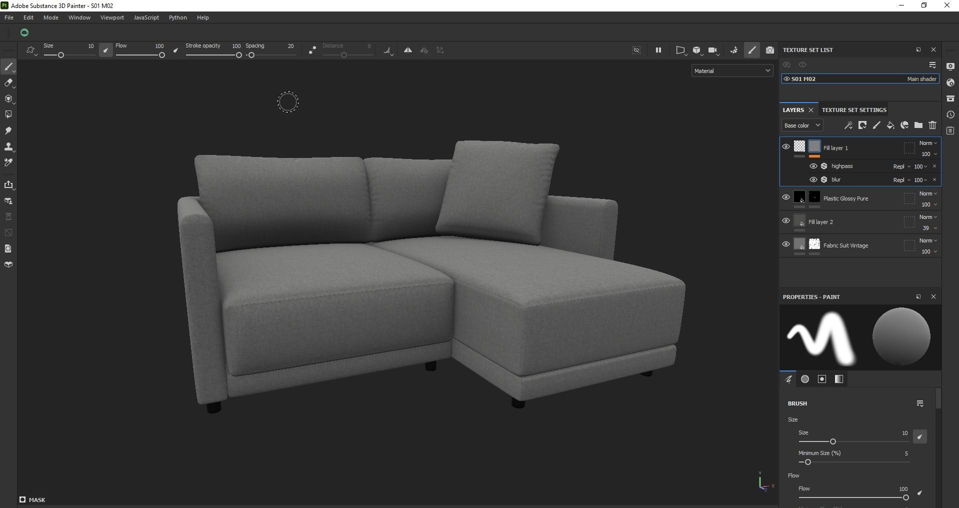 Gather arm wide chaise sectional sofa 3D model_23