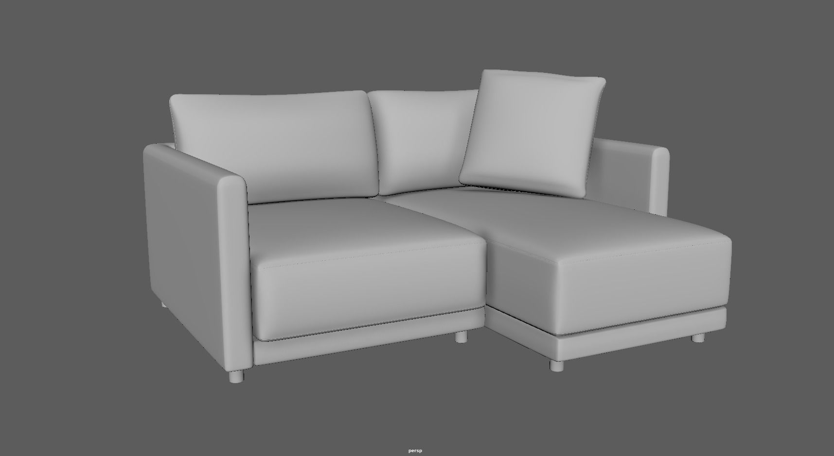 Gather arm wide chaise sectional sofa 3D model_16