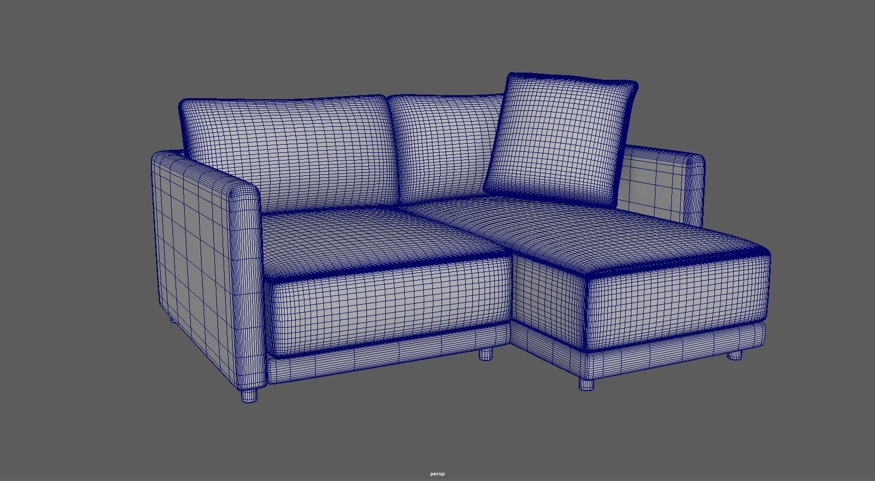 Gather arm wide chaise sectional sofa 3D model_17