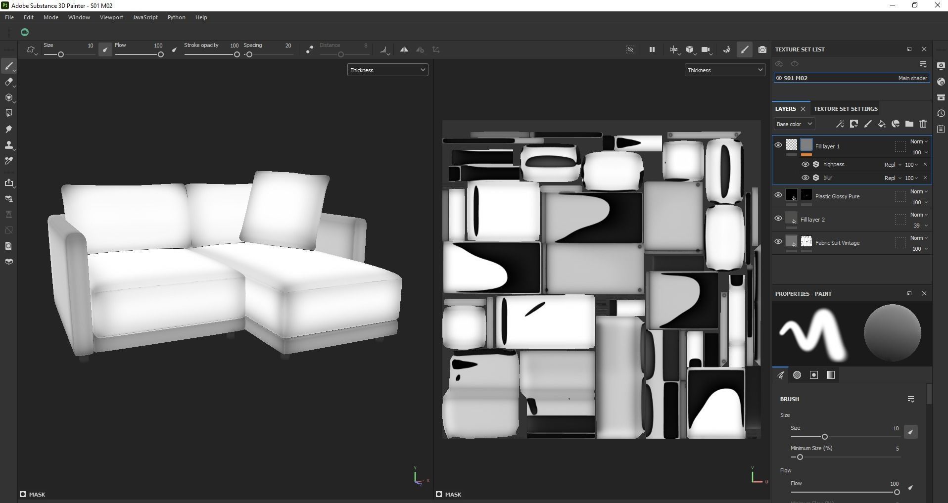 Gather arm wide chaise sectional sofa 3D model_20