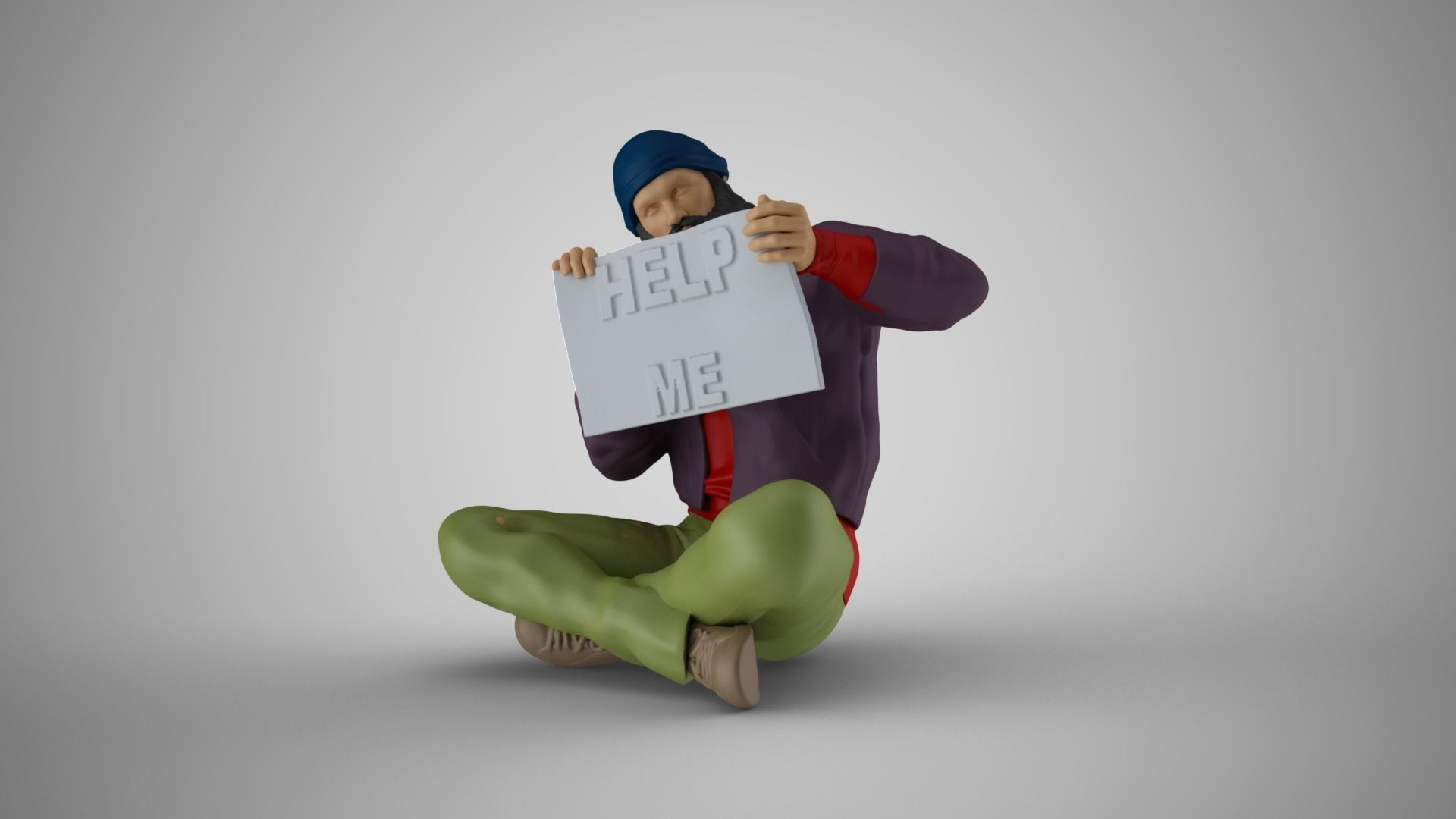 Homeless Man 2 3D print model_10