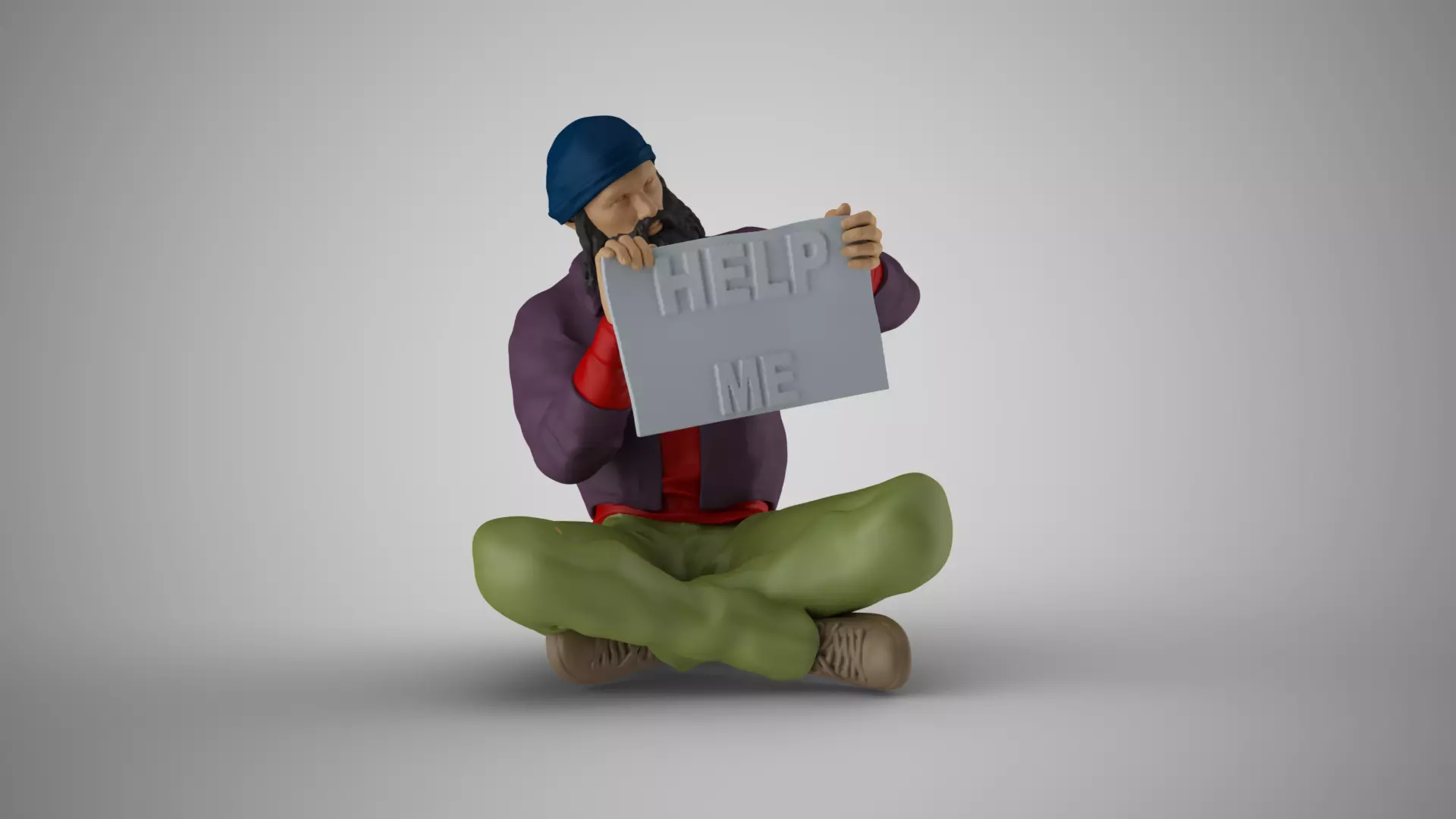 Homeless Man 2 3D print model_0