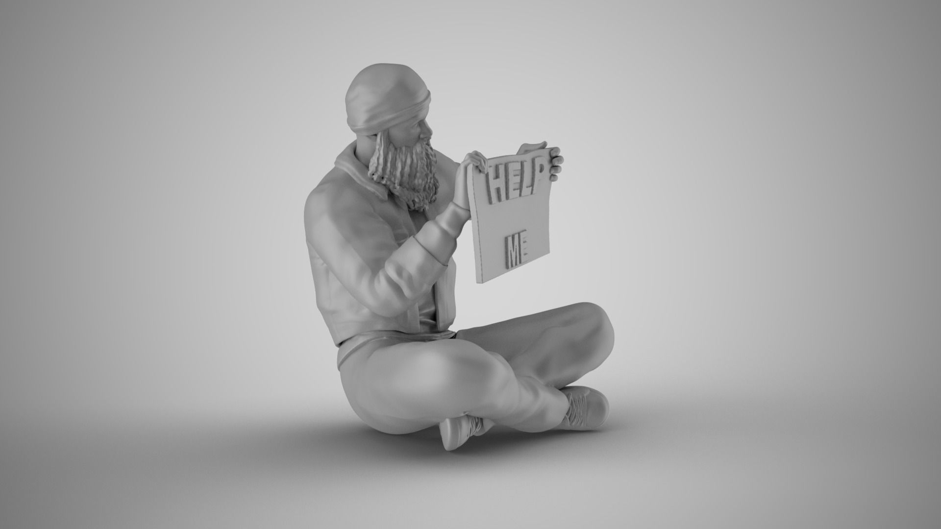 Homeless Man 2 3D print model_3