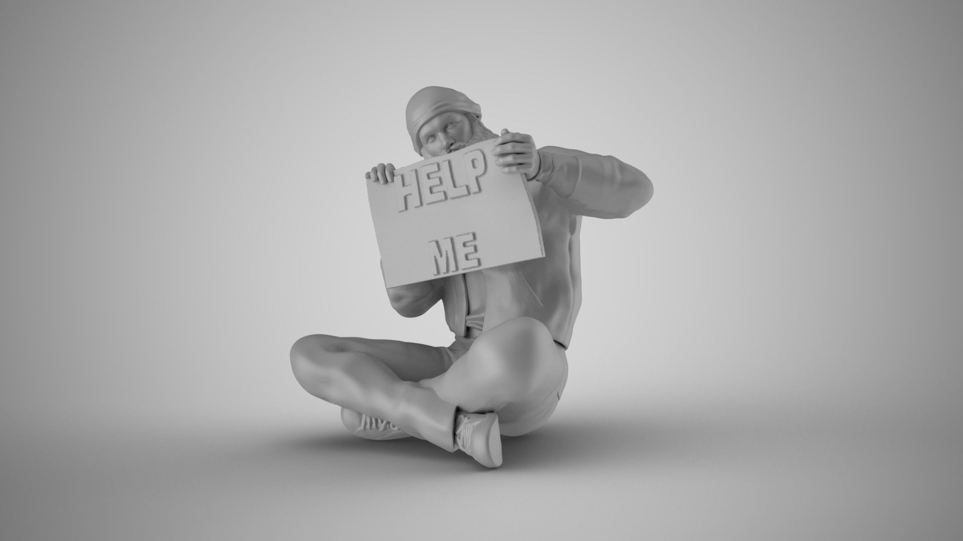 Homeless Man 2 3D print model_1
