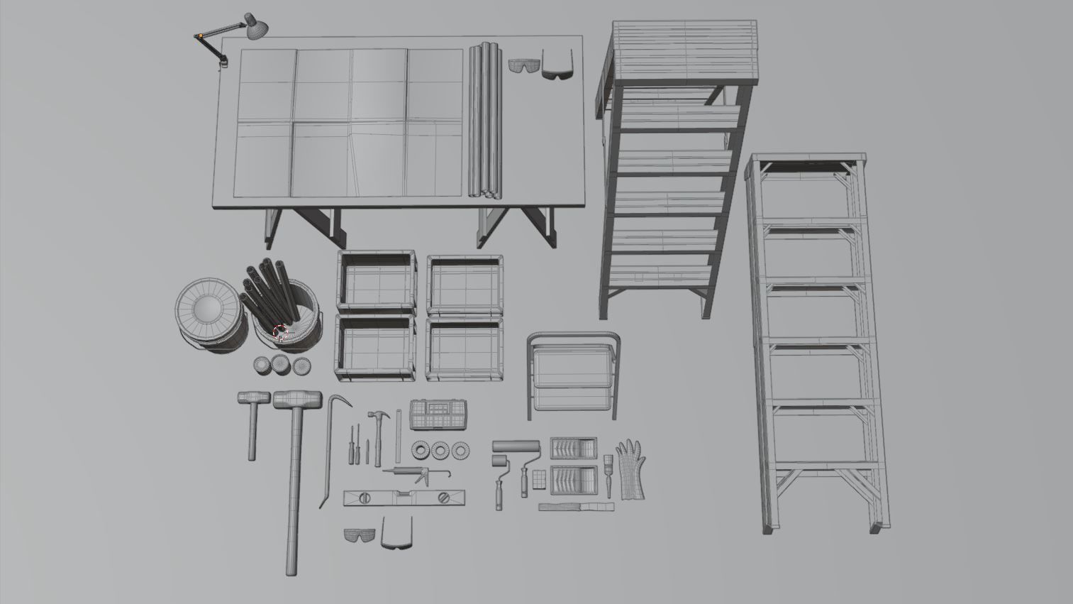 Rennovation Demolition Diy Handyman Tools Equipment 3D Assets Low-poly 3D model_6