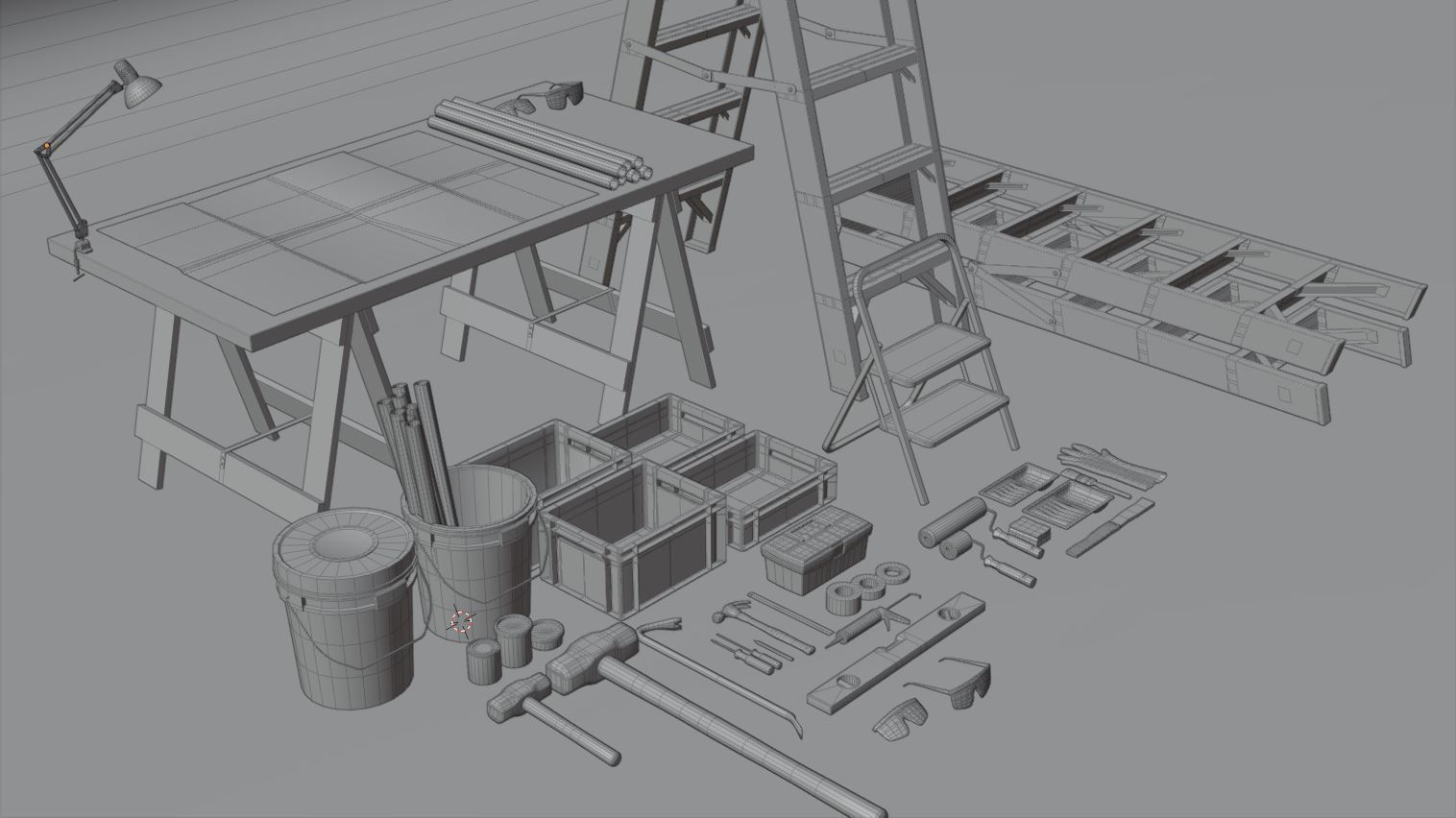 Rennovation Demolition Diy Handyman Tools Equipment 3D Assets Low-poly 3D model_5