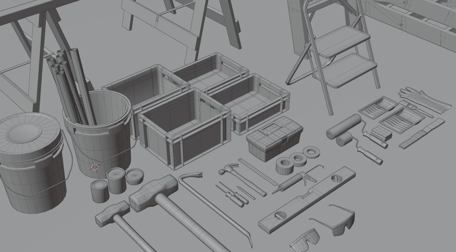 Rennovation Demolition Diy Handyman Tools Equipment 3D Assets Low-poly 3D model_7