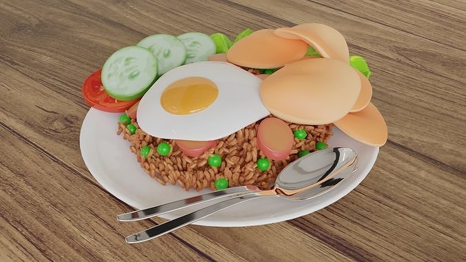 Fried Rice Nasi Goreng 001 3D model 2