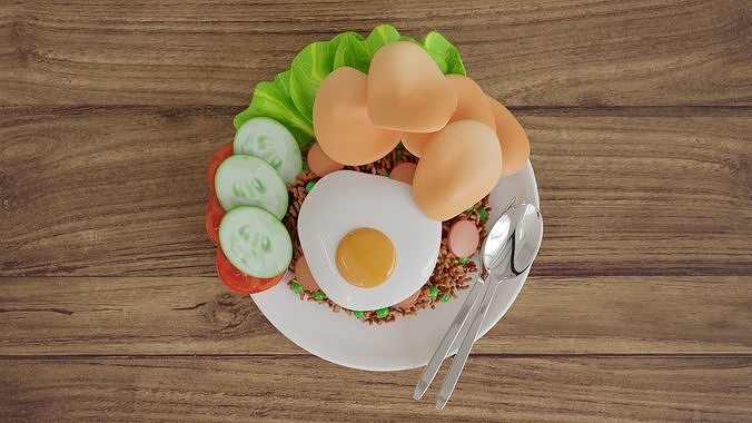 Fried Rice Nasi Goreng 001 3D model 6