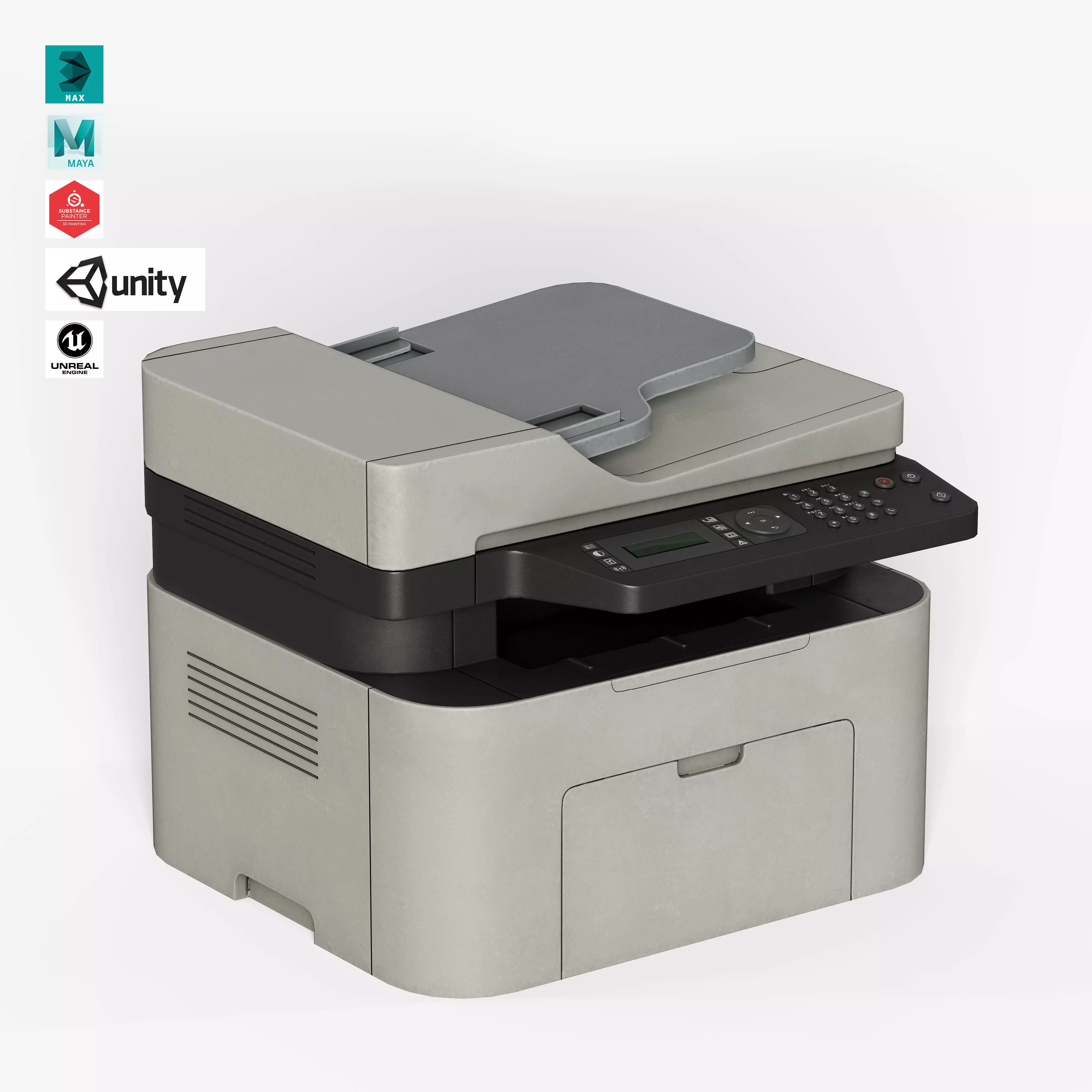 Printer With Scanner Low-poly 3D model_0