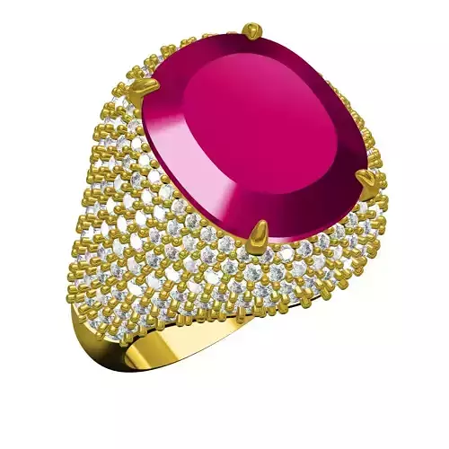 Antique Ruby Cushion Stone Cocktail Ring