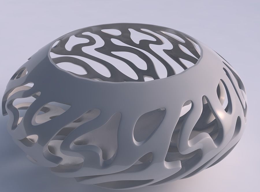 Bowl wide low with twisted smooth cuts long neck 3D print model_0