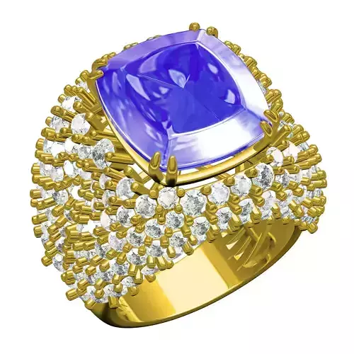 Antique Cushion Stone Round Diamond Cocktail Ring