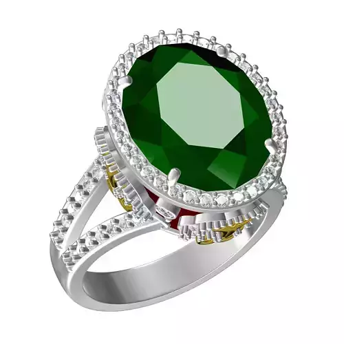 Vintage Style Oval Stone Split Shank Ring