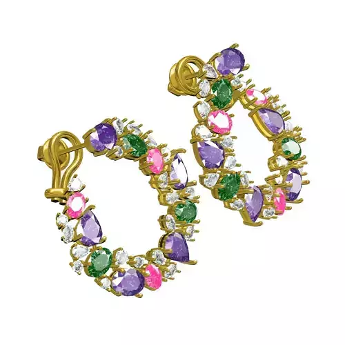 Antique Colorful Different Shape Diamond Earring