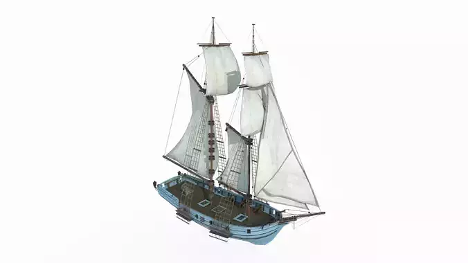 Ancient medium sized sailboats 3D model