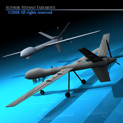 Predator two unmanned aerial vehicles 3D model_1