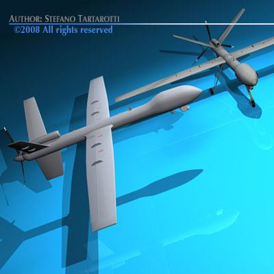 Predator two unmanned aerial vehicles 3D model_2
