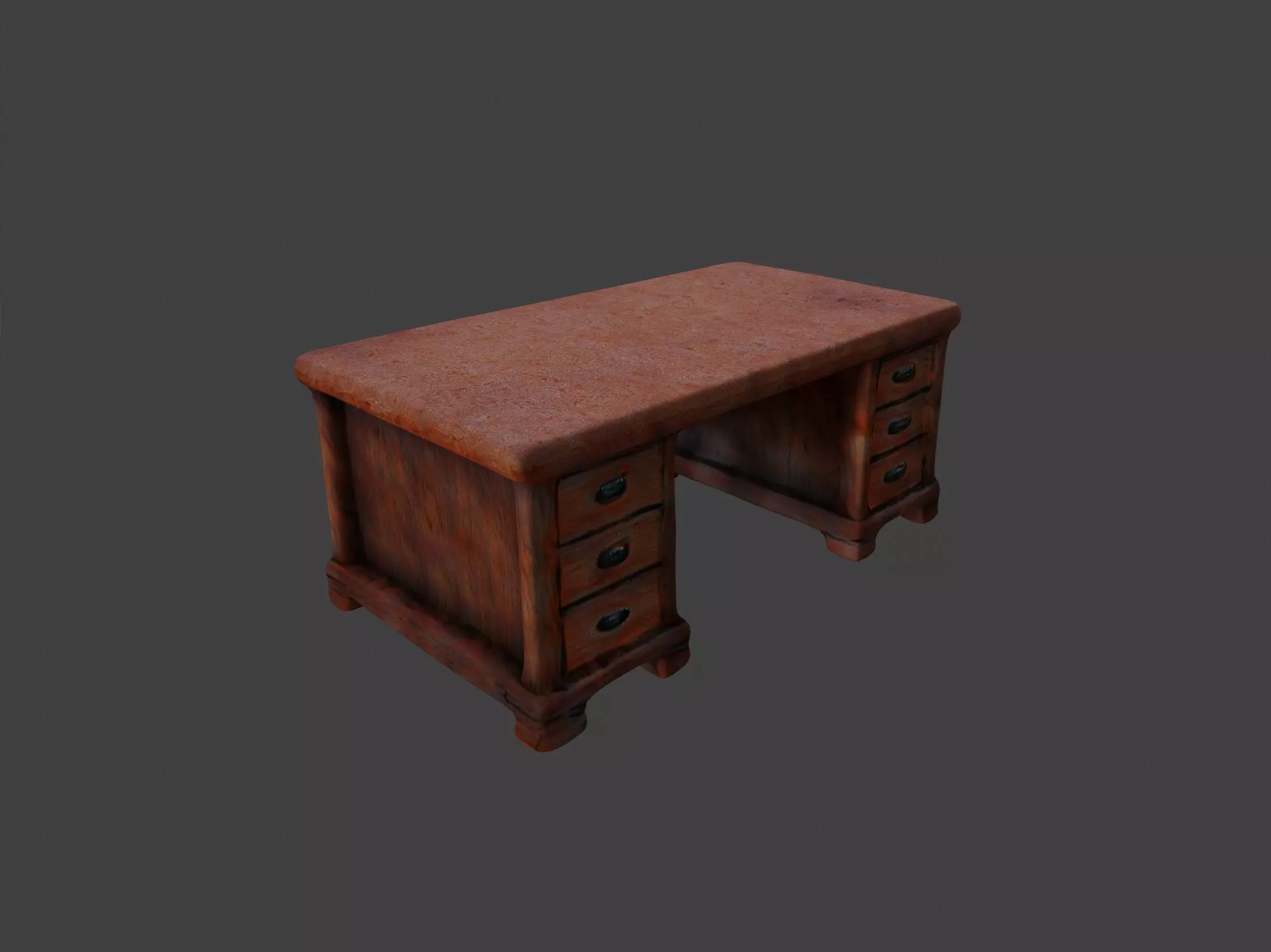 Realistic high quality wooden desk - desk 3D model_0