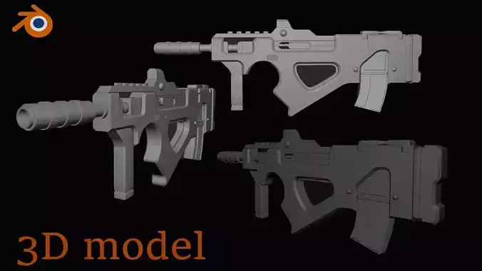Sci- Fi Rifle 3d models Low-poly 3D model