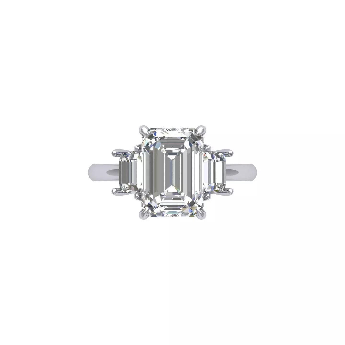 3- stone Emerald Ring 3D print model