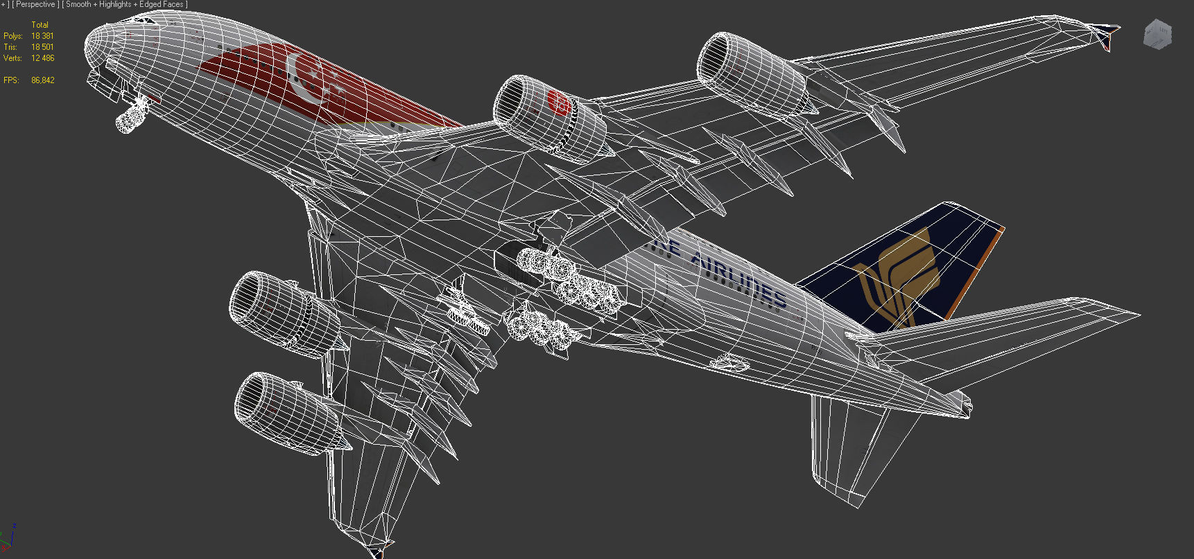 Airbus A380 Singapore Airlines 9V-SKI Low-poly 3D model_11