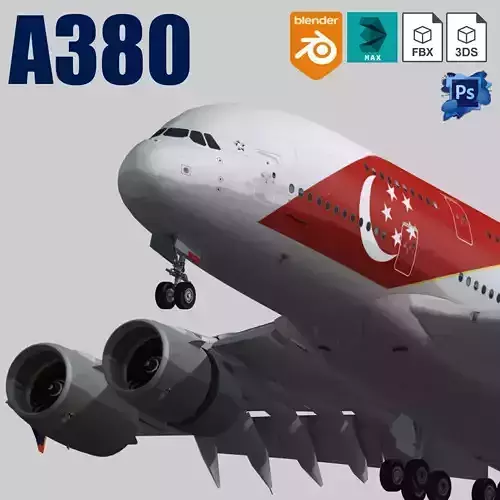 Airbus A380 Singapore Airlines 9V-SKI Low-poly 3D model