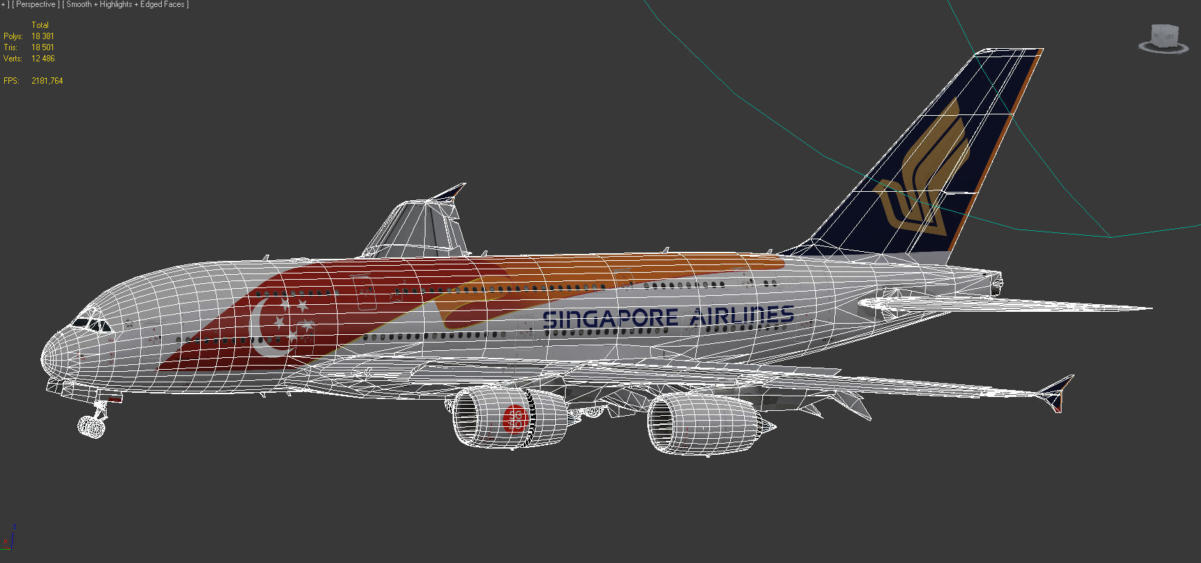 Airbus A380 Singapore Airlines 9V-SKI Low-poly 3D model_12