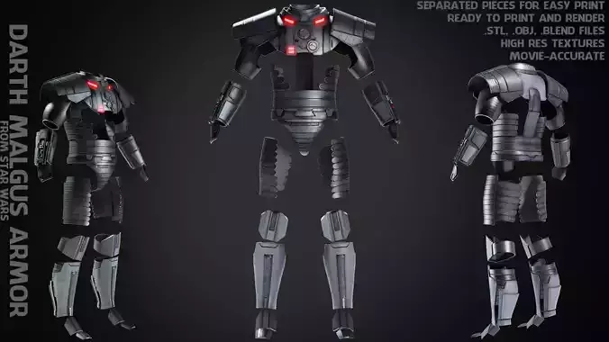 Star Wars Darth Malgus Armor for Cosplay 3D print model