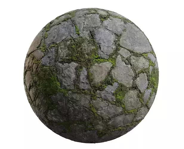 Mossy Stone wall PBR Texture