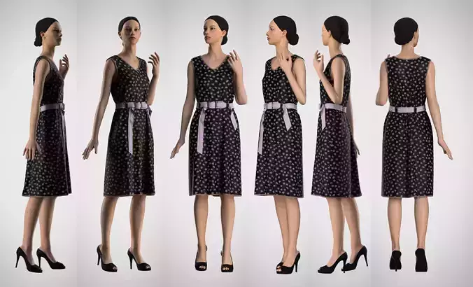 Daily Outfitt 3 Female Possed and A Pose 3D model