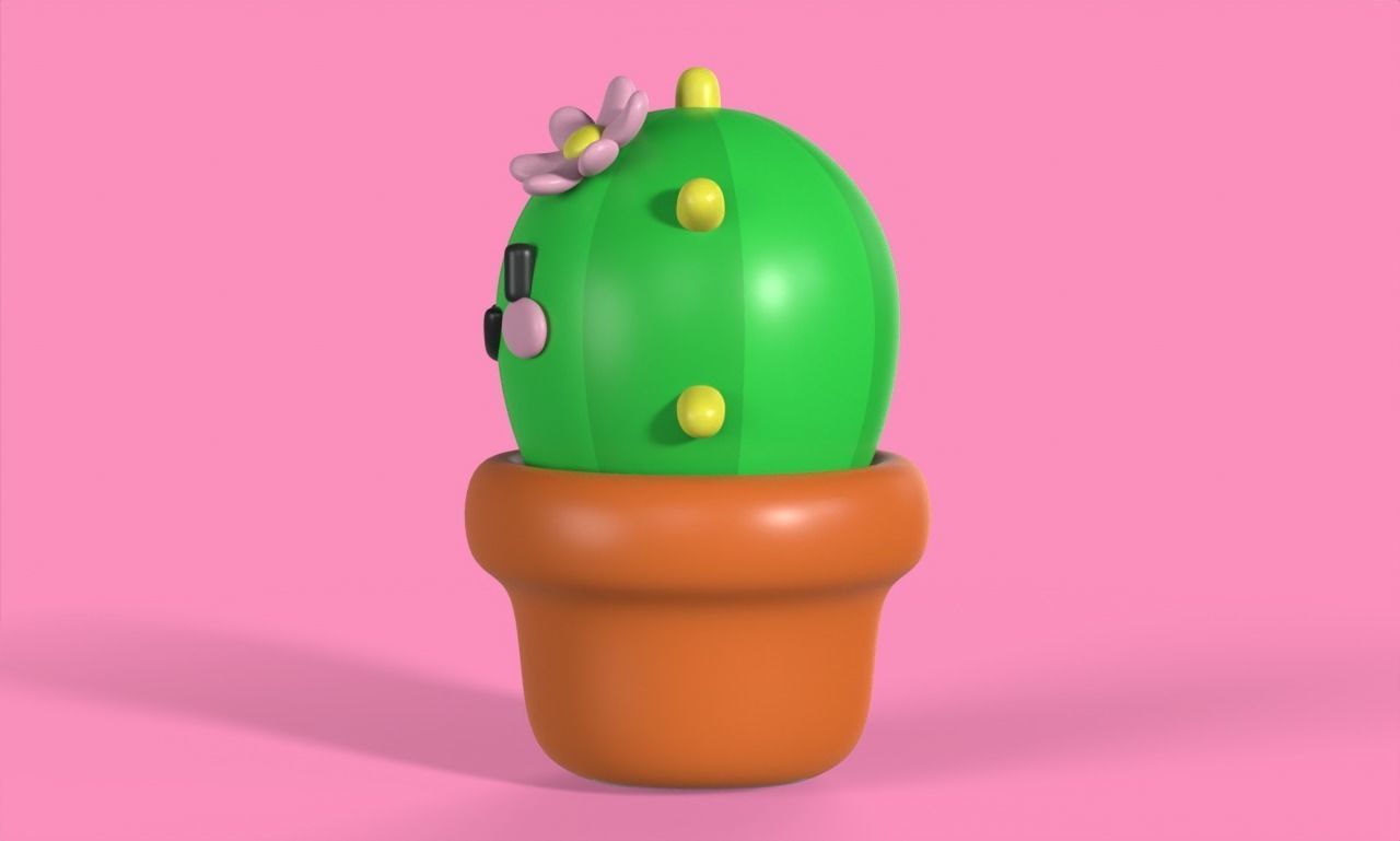 Cactus cartoon 3d model chibi Low-poly 3D model_4