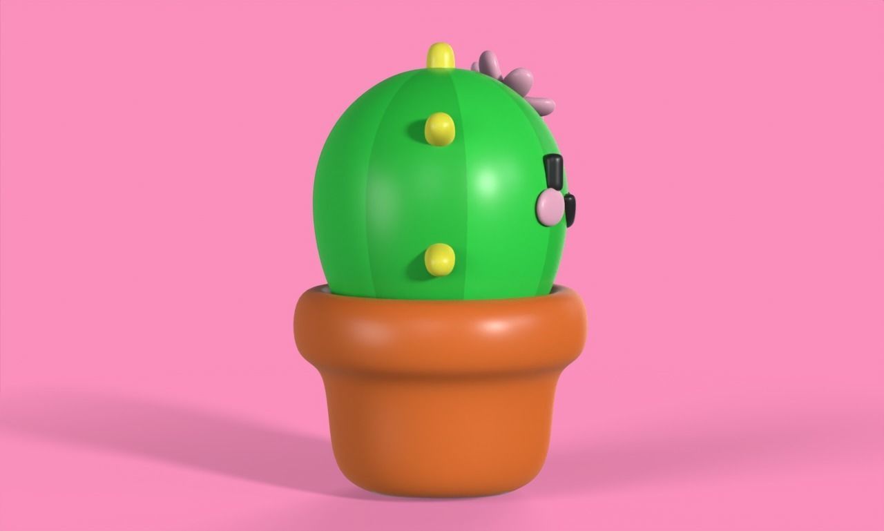 Cactus cartoon 3d model chibi Low-poly 3D model_2