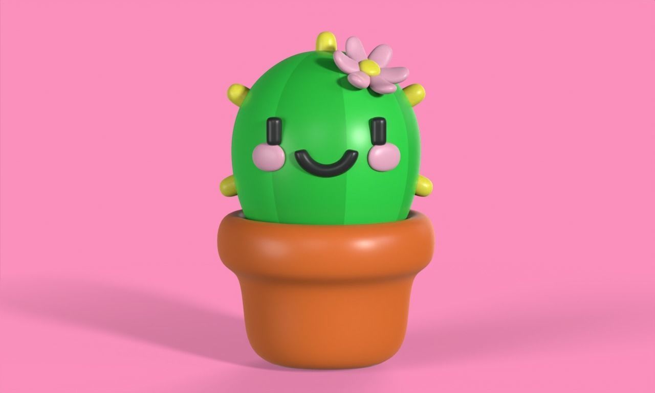 Cactus cartoon 3d model chibi Low-poly 3D model_1