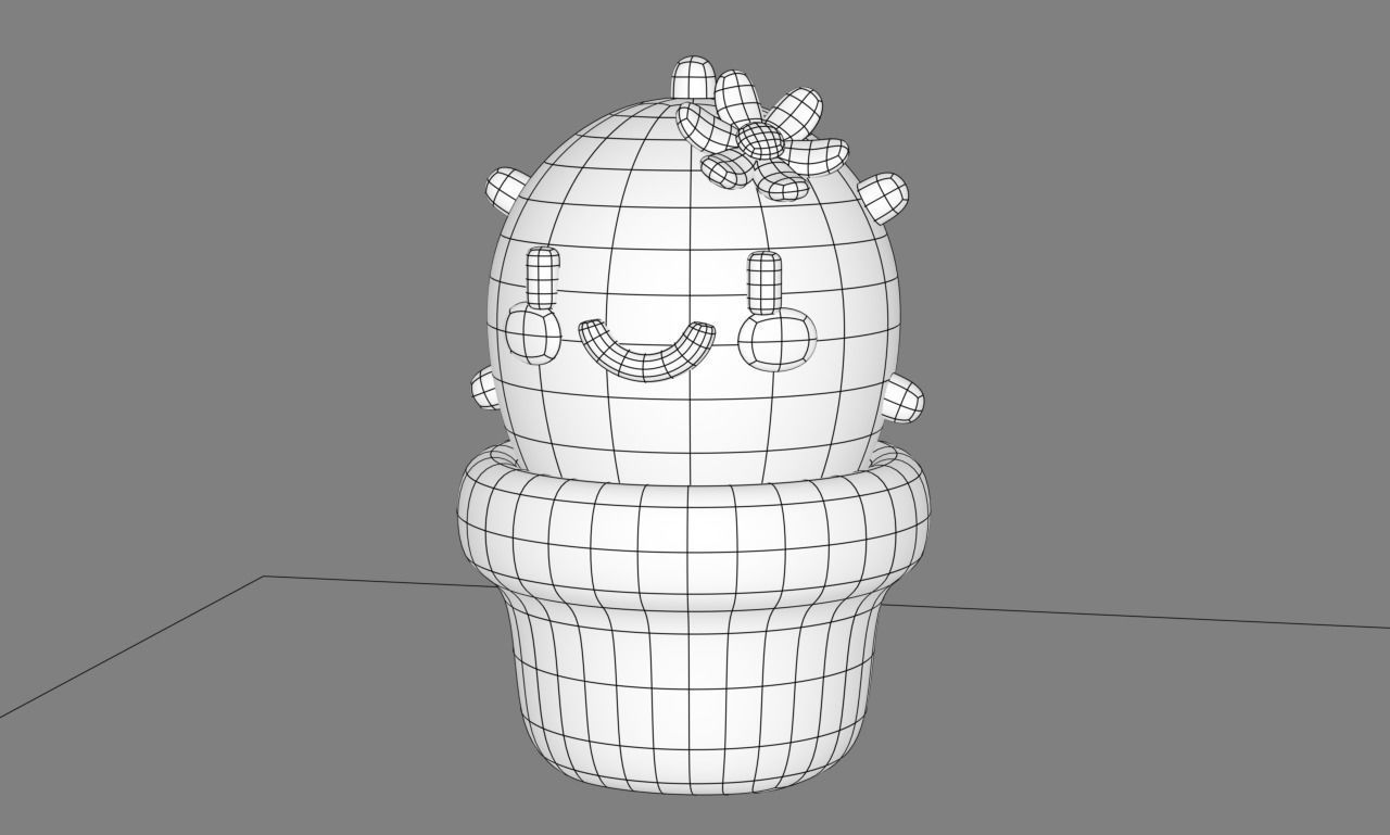Cactus cartoon 3d model chibi Low-poly 3D model_5