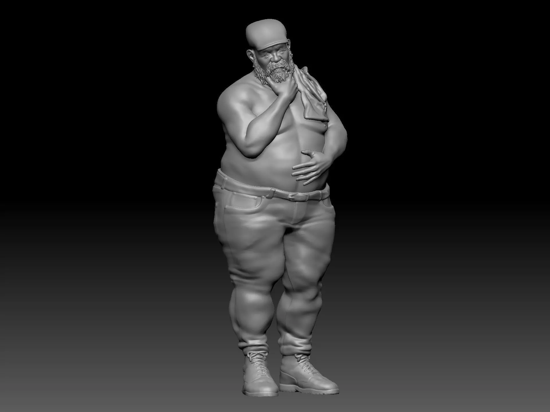 fred beard and towel standing 3D print model