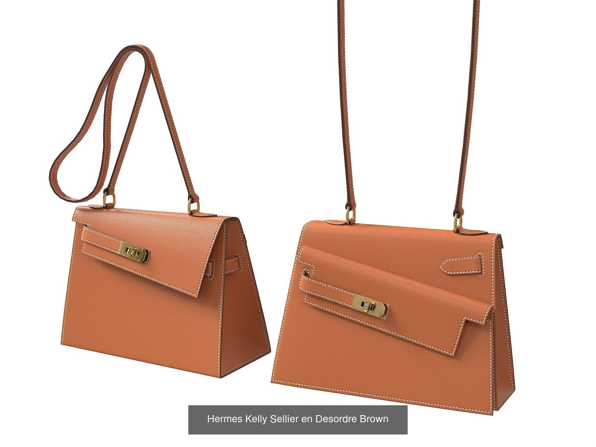 Hermes Kelly Sellier 20 en Desordre Limited Edition 3D Model Collection_4