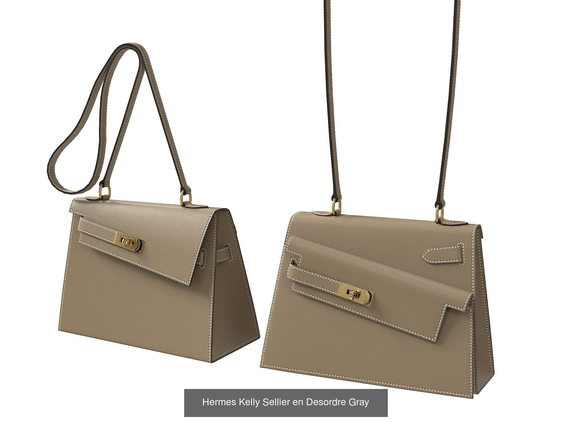 Hermes Kelly Sellier 20 en Desordre Limited Edition 3D Model Collection_6