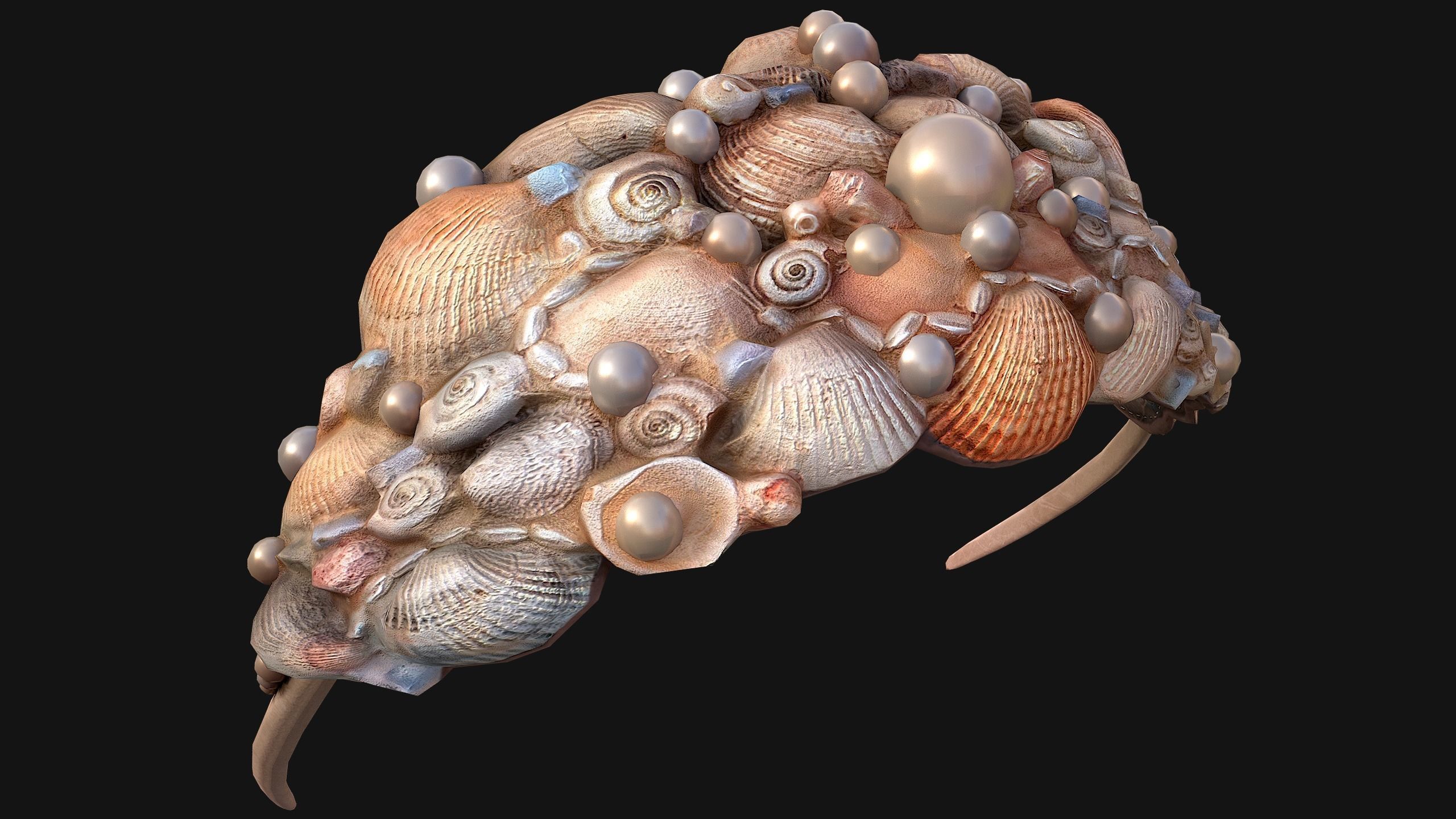 Sea Crown Mermaid Hair Band  Low-poly 3D model_5