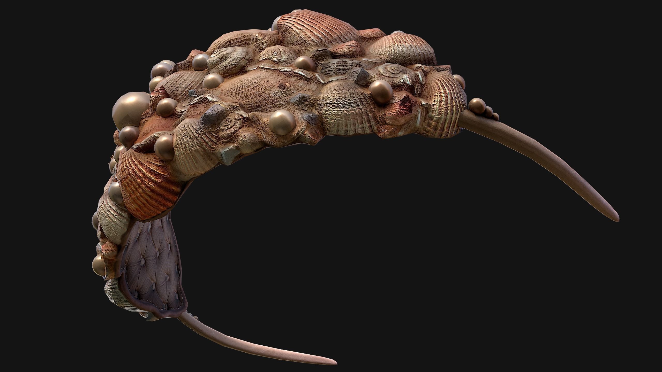 Sea Crown Mermaid Hair Band  Low-poly 3D model_16